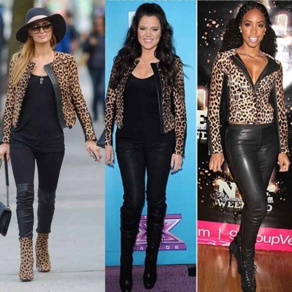 ALC Leopard Ponyhair Calf Skin Silk Leather Saville Jacket